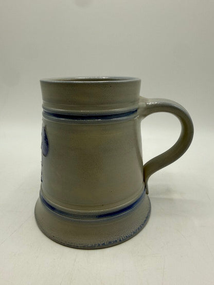 Salt Glaze Mug/Stein Cobalt Blue Floral Theme Inscribed /rw