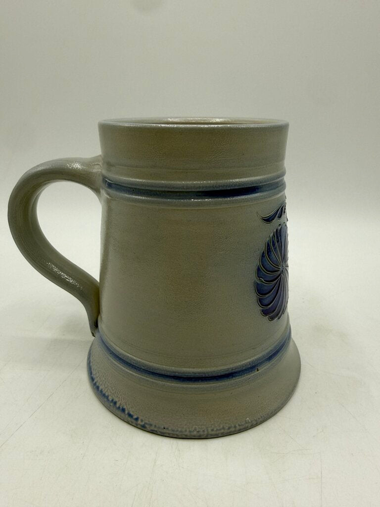 Salt Glaze Mug/Stein Cobalt Blue Floral Theme Inscribed /rw