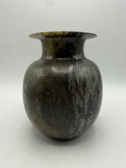 Hand Turned Alabaster Dark Green Vase 7” Tall /rw