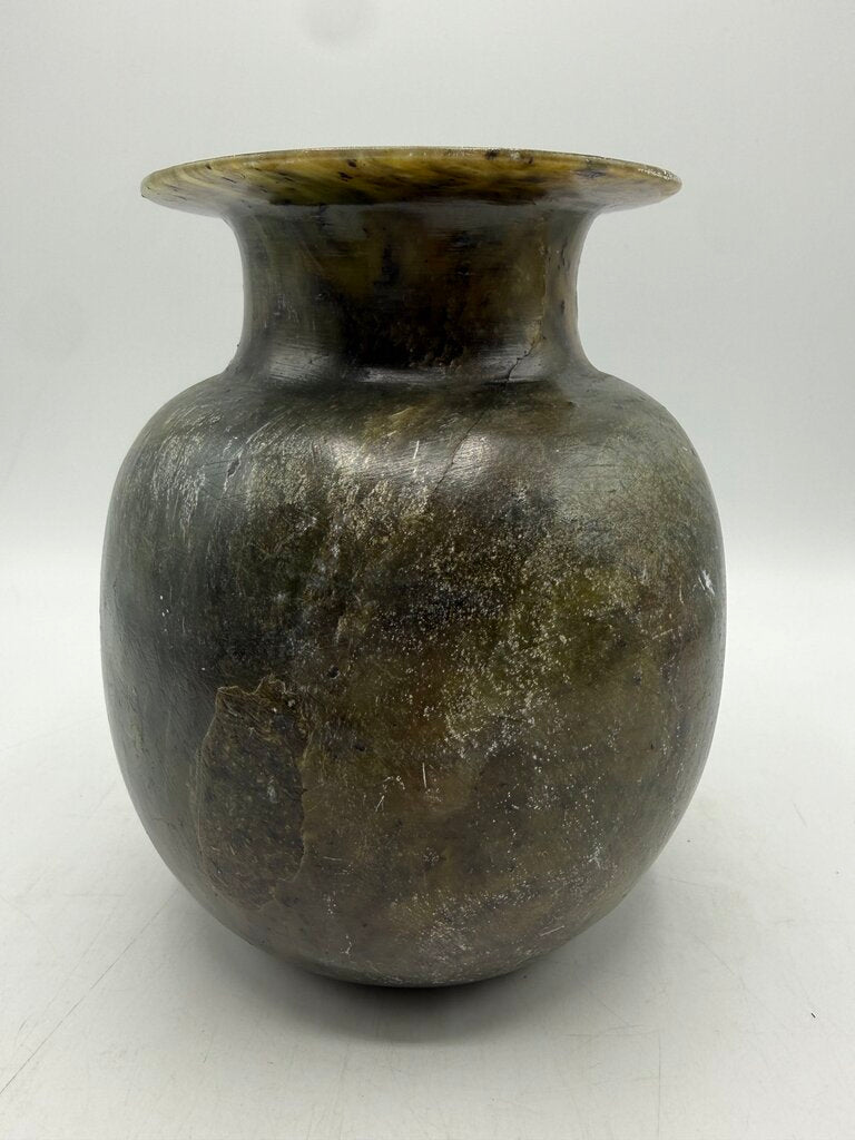 Hand Turned Alabaster Dark Green Vase 7” Tall /rw