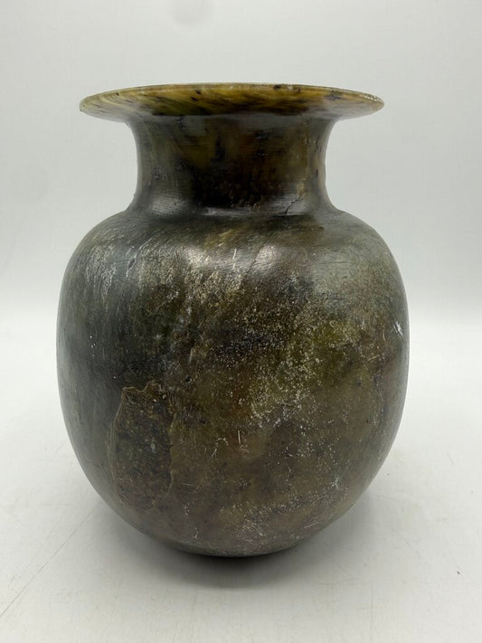 Hand Turned Alabaster Dark Green Vase 7” Tall /rw