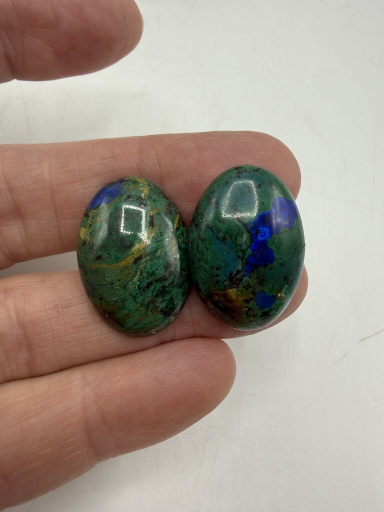 Malachite Green and Blue Lapis Earrings & Pin set /ro