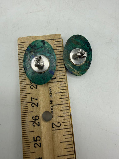 Malachite Green and Blue Lapis Earrings & Pin set /ro