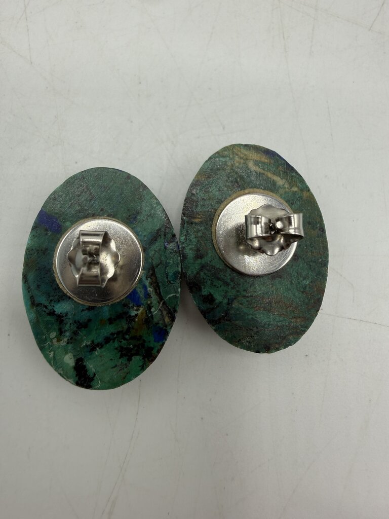 Malachite Green and Blue Lapis Earrings & Pin set /ro