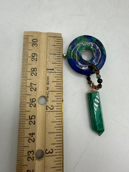Malachite Green and Blue Lapis Earrings & Pin set /ro