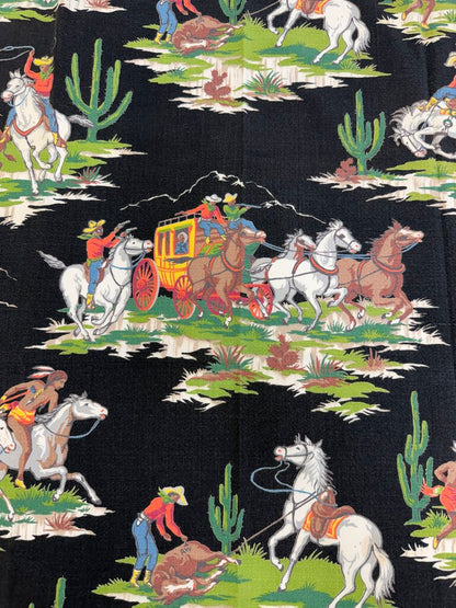 VTG Western Cowboy Theme 34”x32” Rectangle Table Cloth /rb