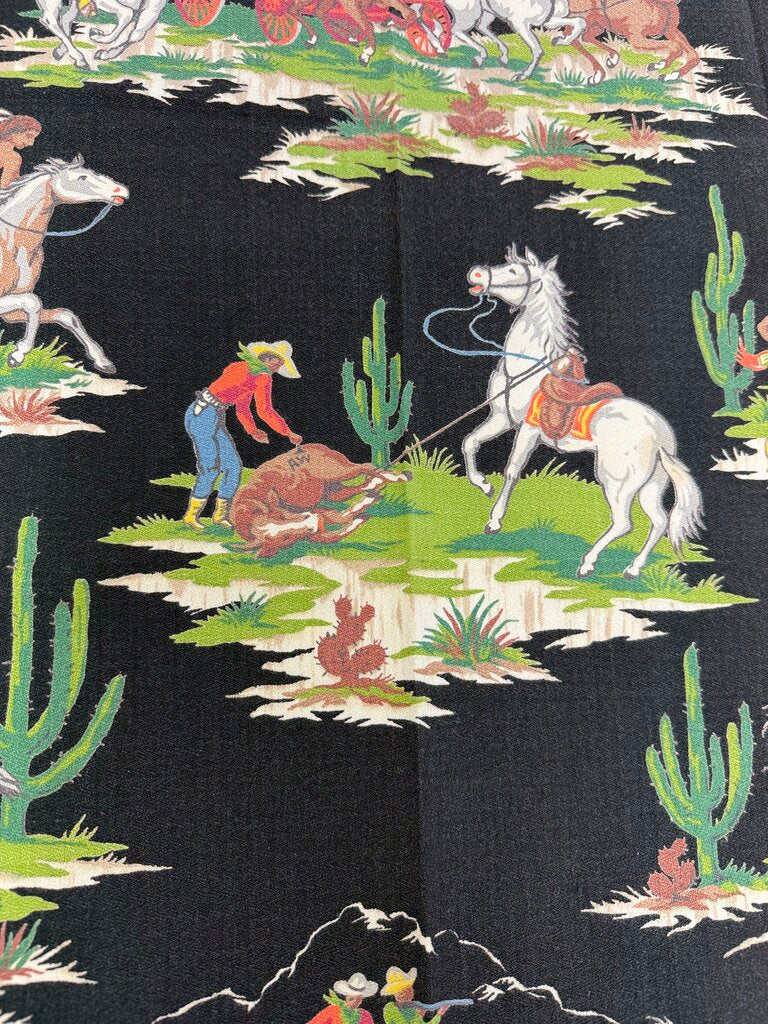 VTG Western Cowboy Theme 34”x32” Rectangle Table Cloth /rb