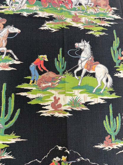 VTG Western Cowboy Theme 34”x32” Rectangle Table Cloth /rb