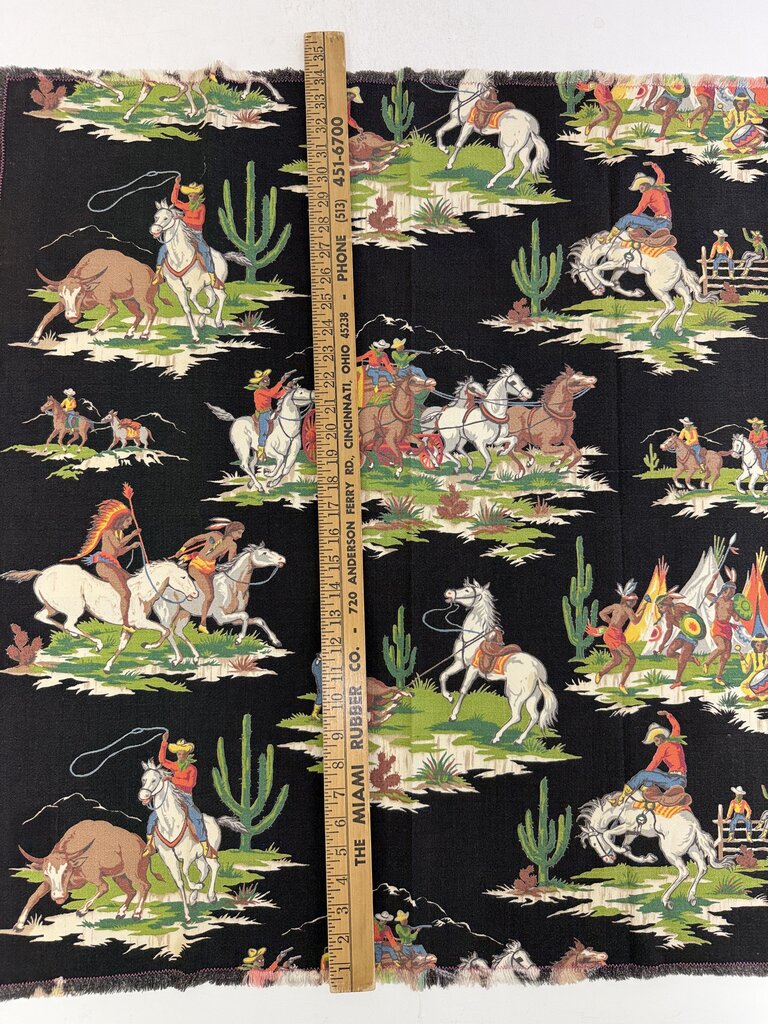 VTG Western Cowboy Theme 34”x32” Rectangle Table Cloth /rb