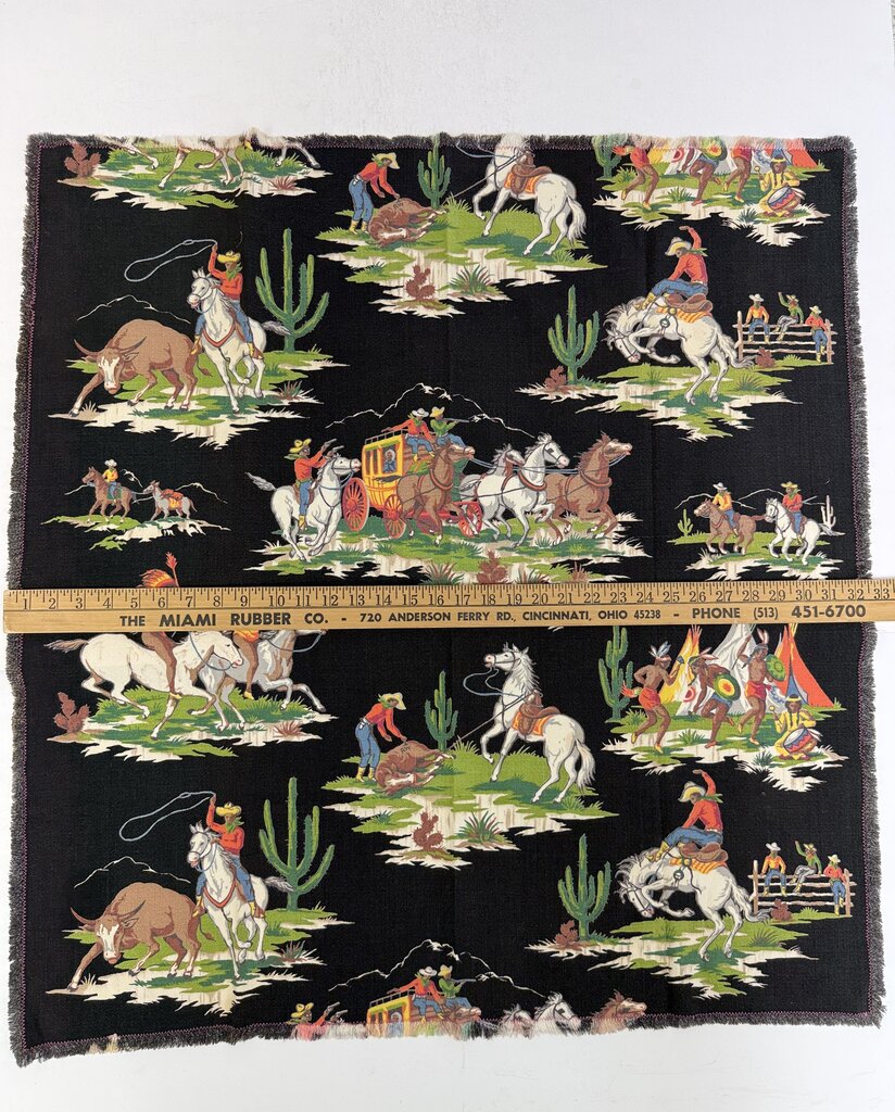 VTG Western Cowboy Theme 34”x32” Rectangle Table Cloth /rb