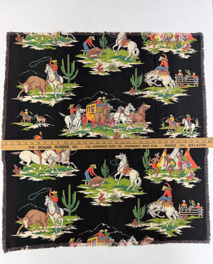 VTG Western Cowboy Theme 34”x32” Rectangle Table Cloth /rb