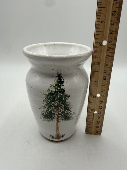 McCormick Pottery Hand Thrown Vase 6.5” Pine Tree Motif /rw