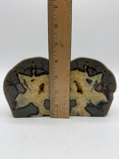 Agate Crystal Bookends w/Crystal Geode Centers Natural Colors /rw
