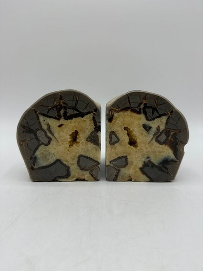 Agate Crystal Bookends w/Crystal Geode Centers Natural Colors /rw