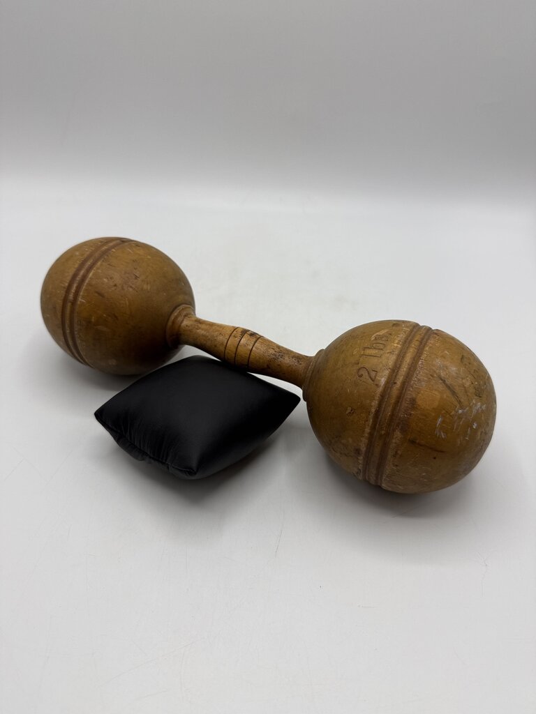 Antique Victorian Wood Dumbell 2 lbs. Decor /ro