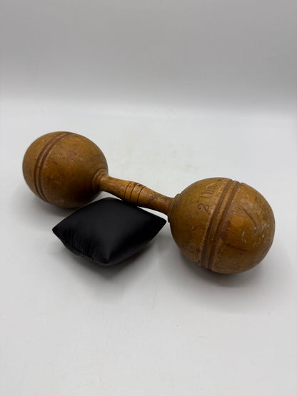 Antique Victorian Wood Dumbell 2 lbs. Decor /ro