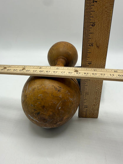 Antique Victorian Wood Dumbell 2 lbs. Decor /ro