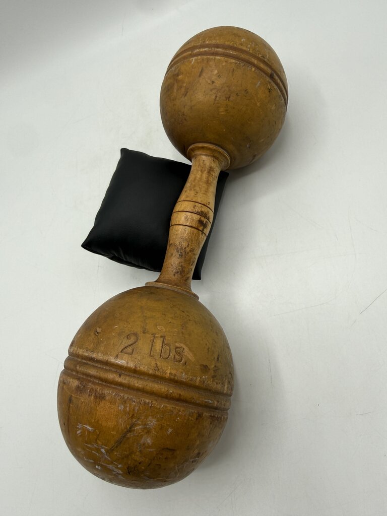 Antique Victorian Wood Dumbell 2 lbs. Decor /ro