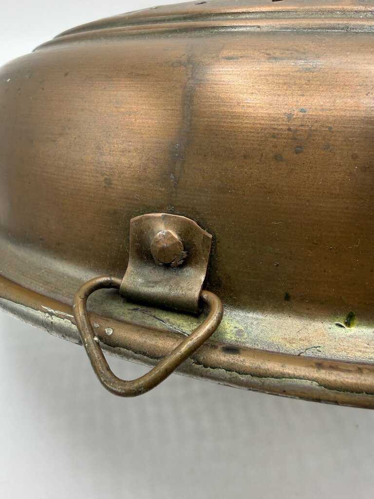 Antique Copper Colander Strainer 12” Display Farmhouse /rw