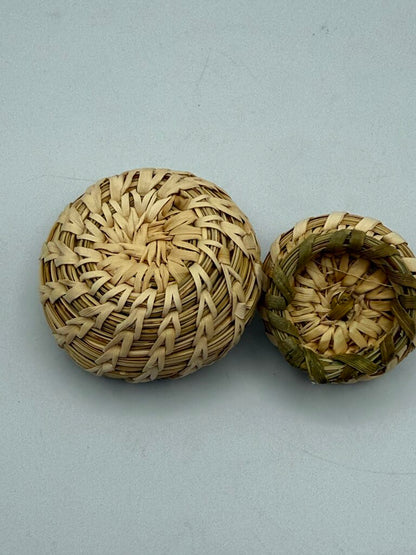 Native American Hand Woven Bear Grass Basket w/Lid /ro
