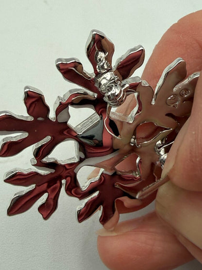 VTG Swarvoski Clear Crystal Snowflake Pin/Brooch Hallmarked /ro