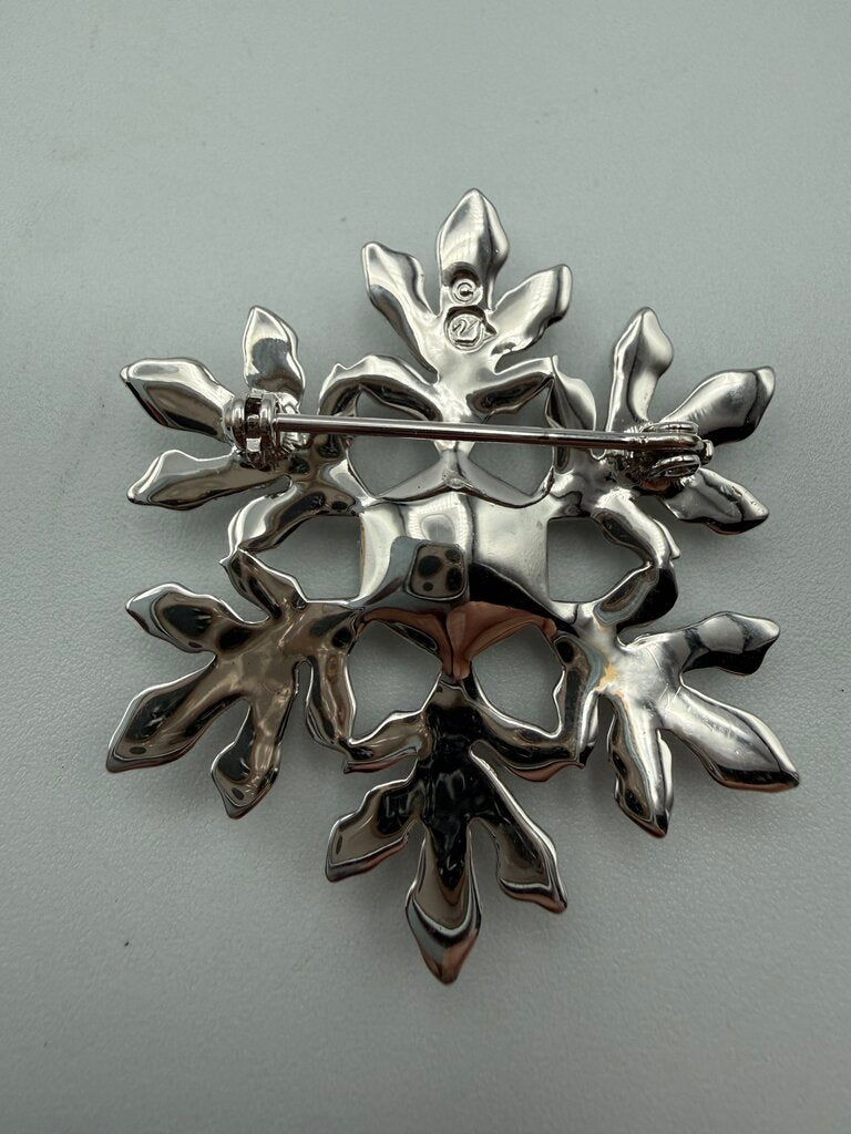 VTG Swarvoski Clear Crystal Snowflake Pin/Brooch Hallmarked /ro