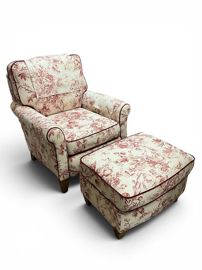 Printed Arm Chair W/ Ottoman