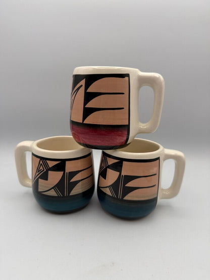 Set of 3 UTE Mountain Pottery Coffee Cups Signed /roh