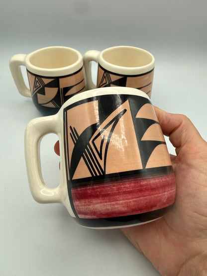 Set of 3 UTE Mountain Pottery Coffee Cups Signed /roh