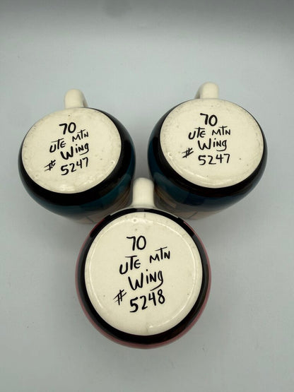 Set of 3 UTE Mountain Pottery Coffee Cups Signed /roh