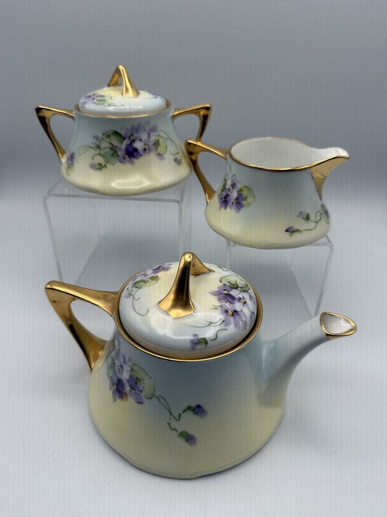 Antique Z.S. & Co. Bavaria Porcelain 5 pc. Tea Set Violets /ro