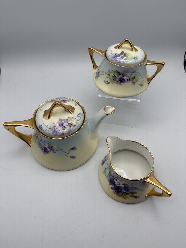 Antique Z.S. & Co. Bavaria Porcelain 5 pc. Tea Set Violets /ro
