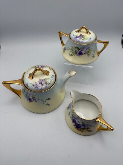 Antique Z.S. & Co. Bavaria Porcelain 5 pc. Tea Set Violets /ro