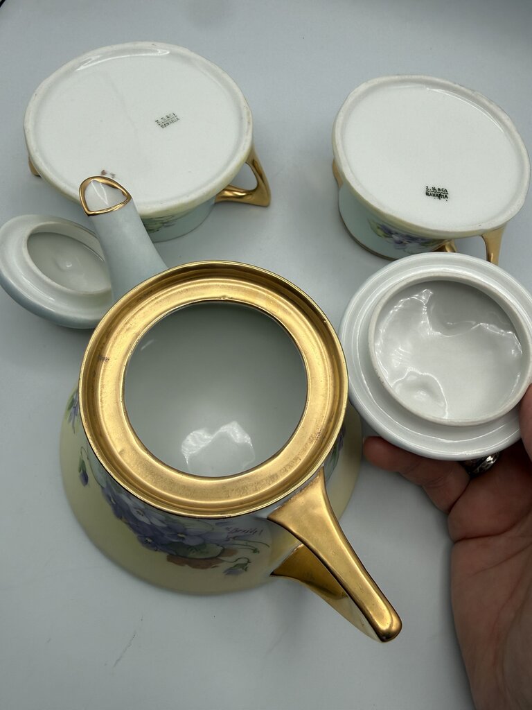 Antique Z.S. & Co. Bavaria Porcelain 5 pc. Tea Set Violets /ro