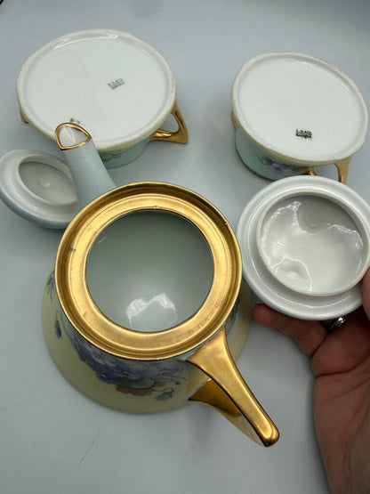 Antique Z.S. & Co. Bavaria Porcelain 5 pc. Tea Set Violets /ro