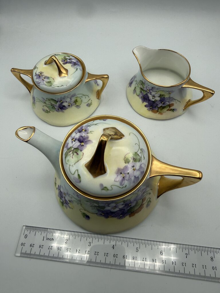 Antique Z.S. & Co. Bavaria Porcelain 5 pc. Tea Set Violets /ro
