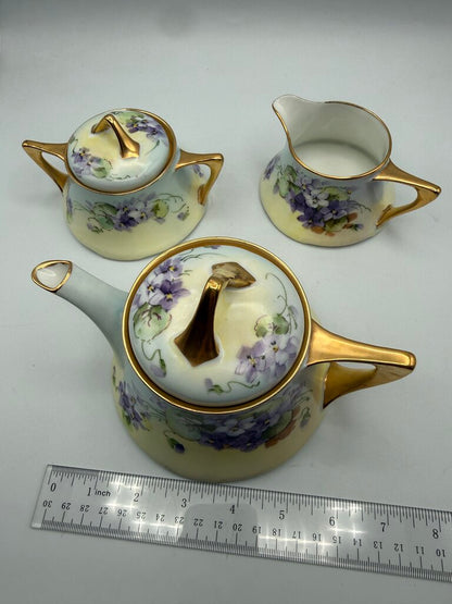 Antique Z.S. & Co. Bavaria Porcelain 5 pc. Tea Set Violets /ro