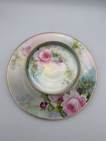 Antique Nippon M Wreath Hand Painted Pedestal Dish/Tray /roh