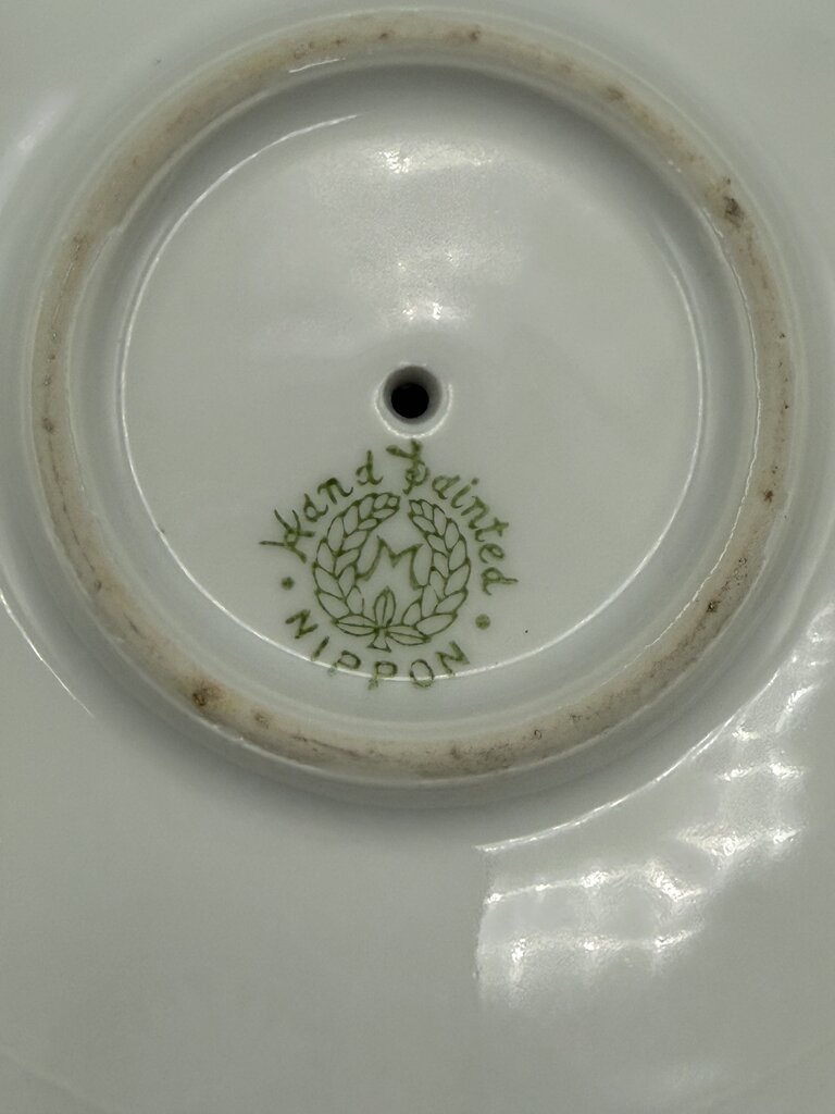 Antique Nippon M Wreath Hand Painted Pedestal Dish/Tray /roh