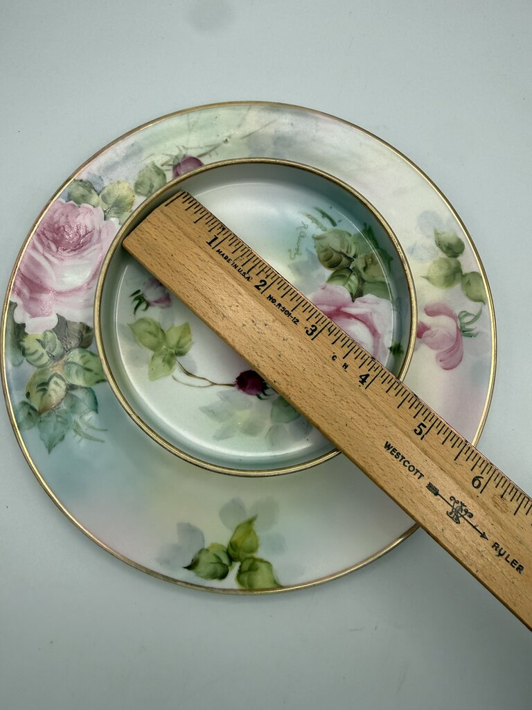 Antique Nippon M Wreath Hand Painted Pedestal Dish/Tray /roh