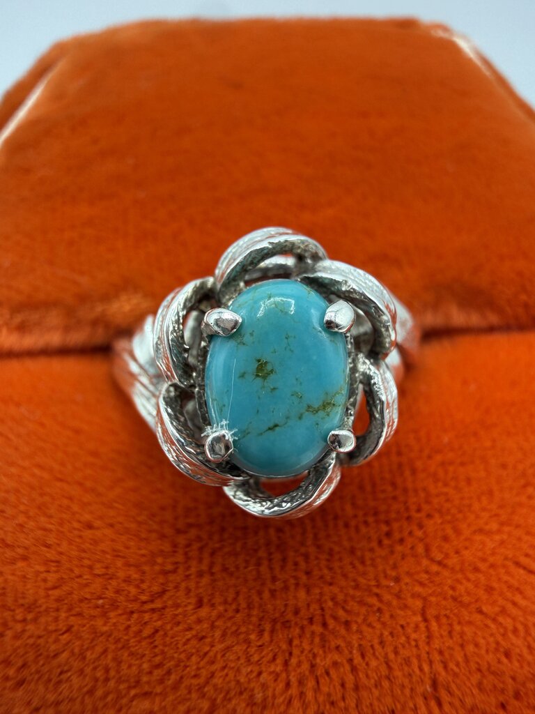 Vtg Sterling Silver Ring with Turquoise Stone Size 5.5 /ro