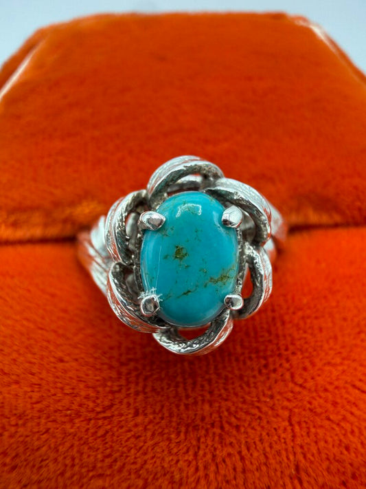 Vtg Sterling Silver Ring with Turquoise Stone Size 5.5 /ro
