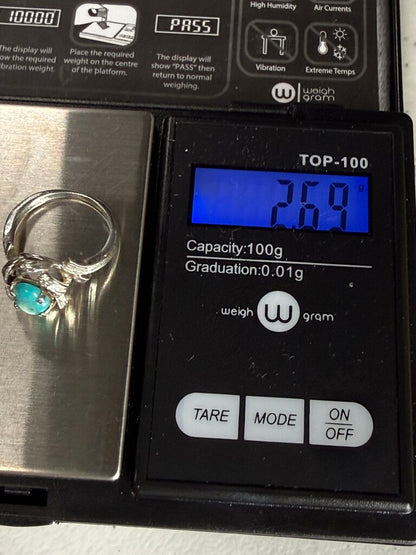 Vtg Sterling Silver Ring with Turquoise Stone Size 5.5 /ro