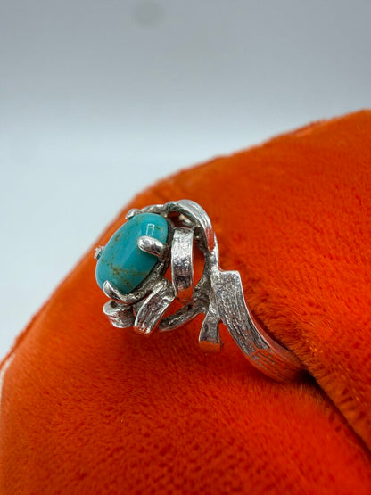 Vtg Sterling Silver Ring with Turquoise Stone Size 5.5 /ro