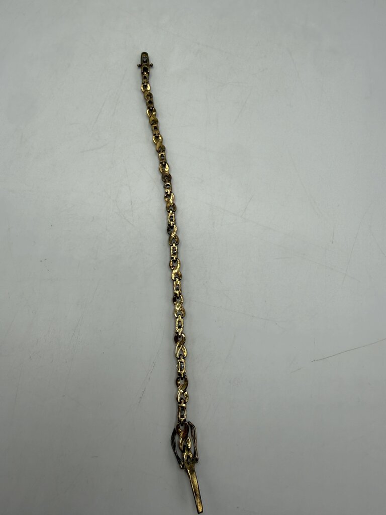 Vintage 7” Sterling Silver Gold Plated Triple CZ Bracelet /ro