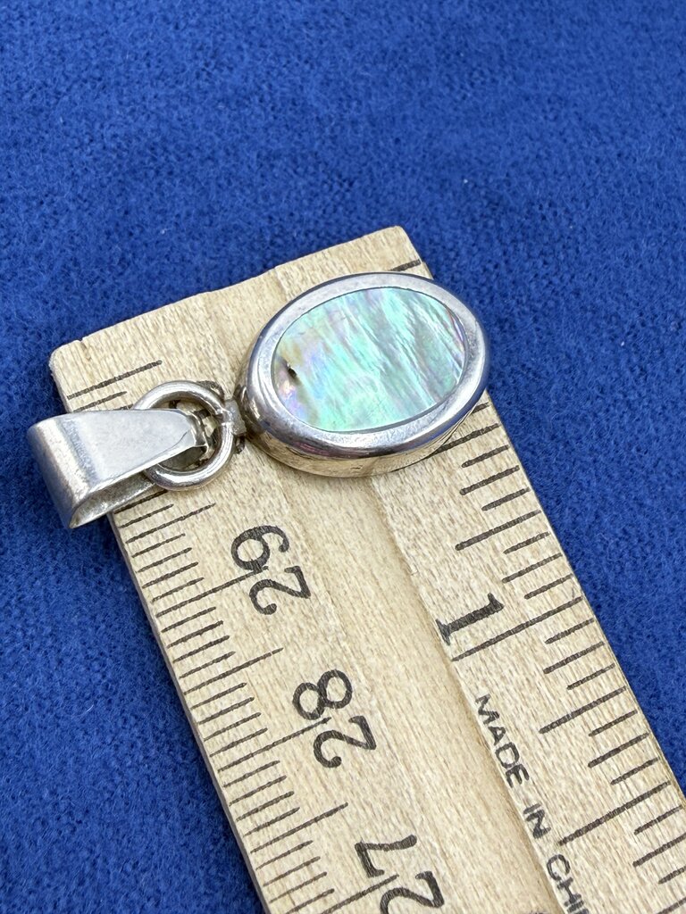 Abalone Shell Oval Shape 925 Sterling Silver Bezel Setting Pendant /ro