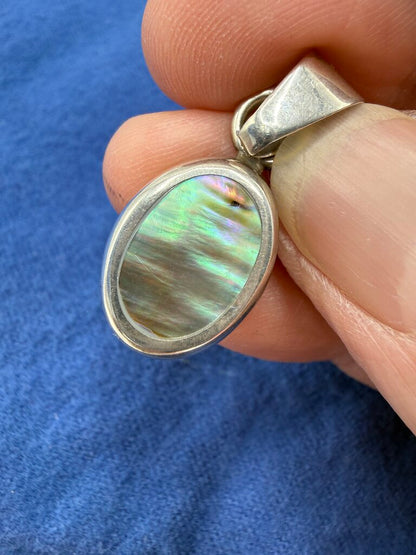 Abalone Shell Oval Shape 925 Sterling Silver Bezel Setting Pendant /ro