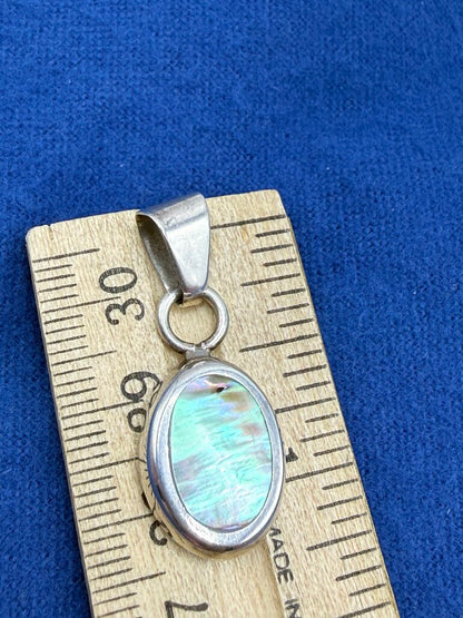 Abalone Shell Oval Shape 925 Sterling Silver Bezel Setting Pendant /ro
