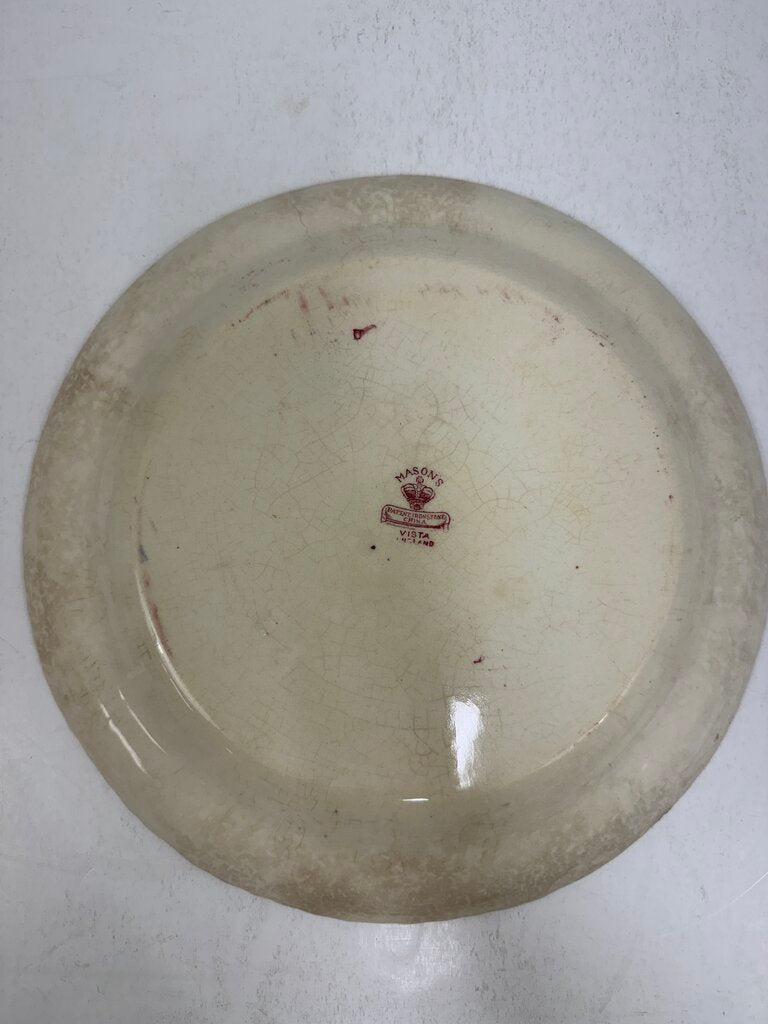Antique Mason’s Ironstone Vista England Red Platter /rw