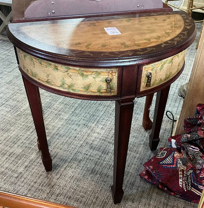Half Cresent Table W/ 2 Swing Out Drawers